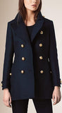 Back Pleat Military Coat in Black - DESIGNER INSPIRED FASHIONS