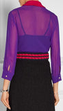Applique Pleated Ruffled Georgette Blouse - DESIGNER INSPIRED FASHIONS