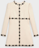 A-line Wool Studded Dress - Black or White | DESIGNER INSPIRED FASHIONS