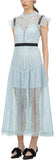 Blue Abstract Triangle Lace Midi Dress