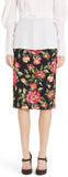Rose Print Cady Pencil Skirt