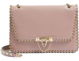 Demilune Small Leather Shoulder Bag - Black, Red, Pale Pink