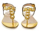 'Willow' Embellished Leather Sandals-Gold - DESIGNER INSPIRED FASHIONS