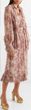 Unbridled Pussy-Bow Floral-Print Georgette Midi Dress