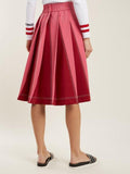 Pink Zip-Front Jersey Track Jacket With Insets with A-line Pleated Jersey Skirt