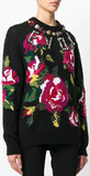 Rose Print Knitted Sweater with Embellishments