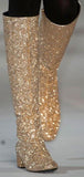 Metallic Glitter Knee Boots - Gold
