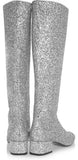 Metallic Glitter Knee Boots - Silver
