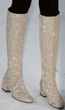 Metallic Glitter Knee Boots - Gold