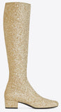 Metallic Glitter Knee Boots - Gold