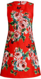 Butterfly-Embellished Rose Print Shift Dress