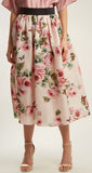 Rose and Butterfly-Print Silk-Organza Skirt