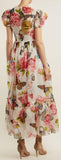 Butterfly and Padlock-Print Midi Dress
