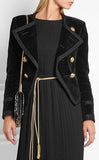 'Spencer' Jacket in Black Cotton Velour - DESIGNER INSPIRED FASHIONS