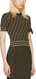 Brown & Black All Over Logo Knit Top
