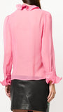 Ruffle-Trimmed Blouse, Pink
