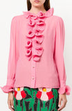 Ruffle-Trimmed Blouse, Pink