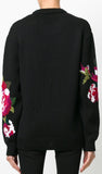 Rose Print Knitted Sweater with Embellishments