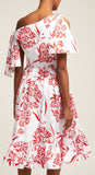 Stencil Floral-Print Midi Dress