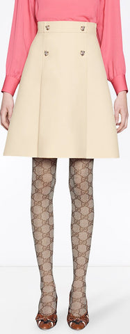 Tiger Head Button Mini Skirt