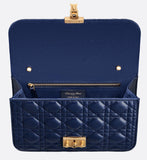 Dioraddict Flap Bag In Cannage Lambskin Leather, Blue