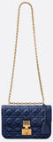 Dioraddict Flap Bag In Cannage Lambskin Leather, Blue