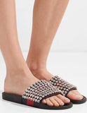 Pursuit Crystal-Embellished Leather and Rubber Slides