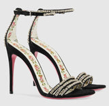 Suede Sandals with Crystals - Pink or Black