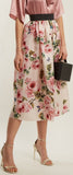 Rose and Butterfly-Print Silk-Organza Skirt