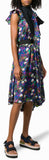 Tuxedo Bib Floral-Printed Asymmetric Dress