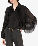 Shirt with Ruffles, Black