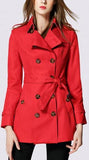 Short Trench Coat in Cherry Red - DESIGNER INSPIRED FASHIONS