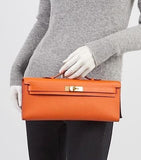 Orange Epsom Leather Kelly Cut Bag