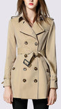 Short Trench Coat in Khaki - DESIGNER INSPIRED FASHIONS