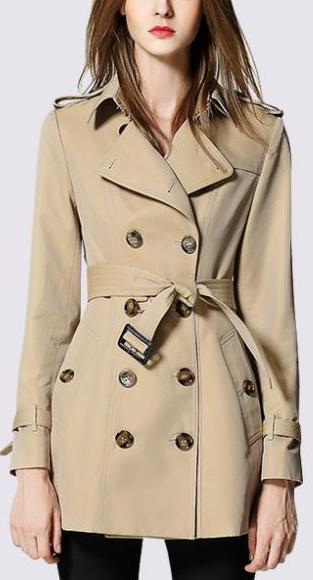 Short Trench Coat in Khaki - DESIGNER INSPIRED FASHIONS
