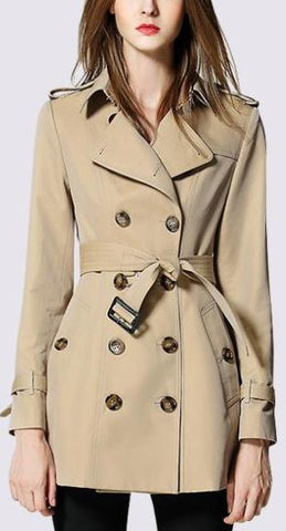 Short Trench Coat in Khaki - DESIGNER INSPIRED FASHIONS