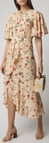 Ruffle Floral Print Crepe Midi Dress | DESIGNER INSPIRED FASHIONS