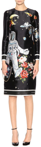 Space Printed Silk Dress