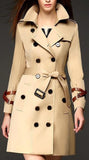 Double Wrap Strap Buckle Trench Coat in Khaki - DESIGNER INSPIRED FASHIONS