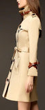 Double Wrap Strap Buckle Trench Coat in Khaki - DESIGNER INSPIRED FASHIONS