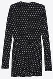 Ruffled Mini Dress In Black Crepe With White Polka Dots