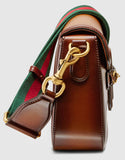 Lady Web Medium Leather Shoulder Bag - Brown - DESIGNER INSPIRED FASHIONS
