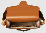 Lady Web Medium Leather Shoulder Bag - Brown - DESIGNER INSPIRED FASHIONS