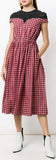 Plaid Flared Midi Dress