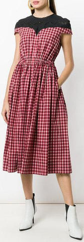 Plaid Flared Midi Dress