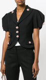 Rose-Embellished Cropped Jacket