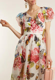 Butterfly and Padlock-Print Midi Dress