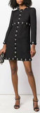 A-line Wool Studded Dress - Black or White | DESIGNER INSPIRED FASHIONS