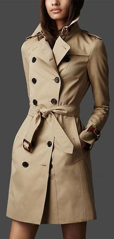 Slim Fit Trench Coat in Khaki - DESIGNER INSPIRED FASHIONS
