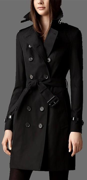 Slim Fit Trench Coat in Black - DESIGNER INSPIRED FASHIONS